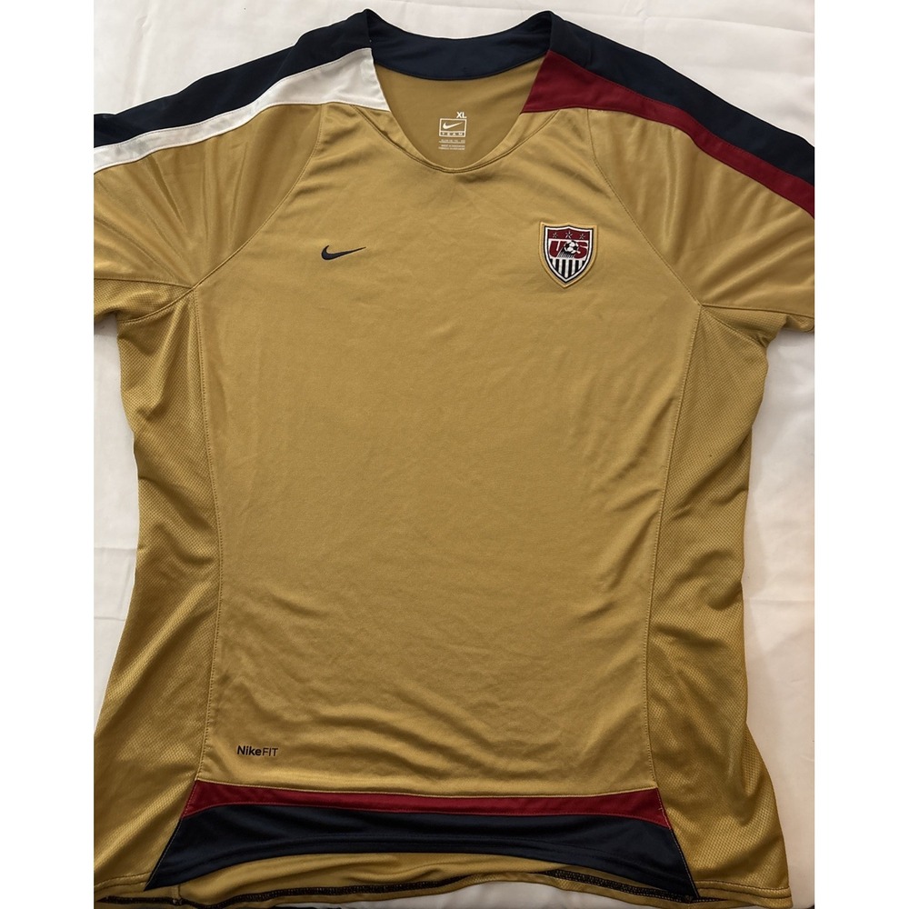 USWNT 2007 Team USA Nike Womens XL Gold Soccer Jersey Authentic